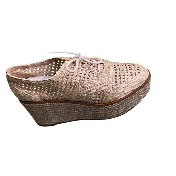 SCHUTZ Jules Woven Raffia Espadrille Lace Up Wedge Platform Shoes Size 8.5 - Picture 3 of 10